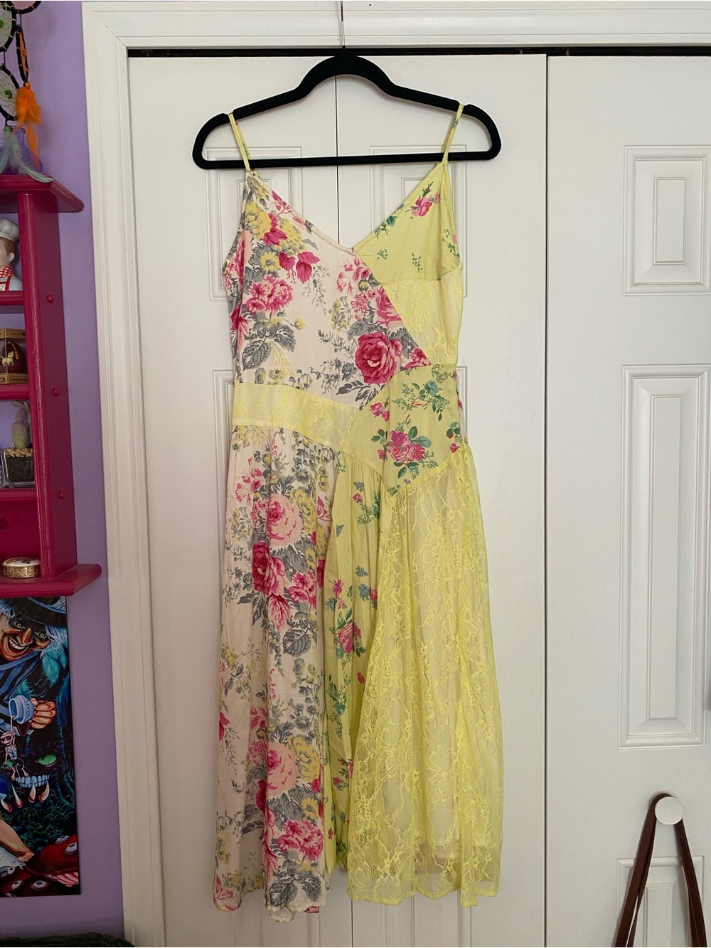 Anthropologie Yellow Floral Patchwork Midi Dress - Picture 5 of 12